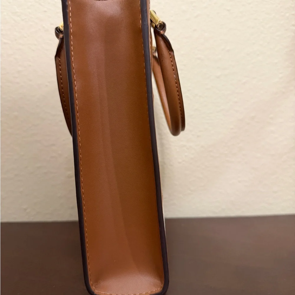 NWOT kate spade Ellie Tan and Brown Canvas Mini Tote Crossbody - Picture 4 of 12